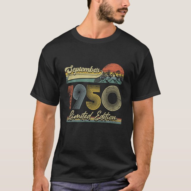 Camiseta Nacido En Septiembre De 1950 71A Cumpleaños Retro  (Anverso)