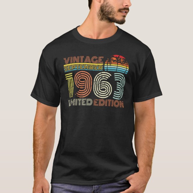 Camiseta Nacido en septiembre de 1963 Regalo de época (Anverso)