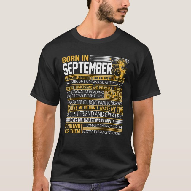 Camiseta Nacido En Septiembre Símbolo De Virgo Libra Rótulo (Anverso)