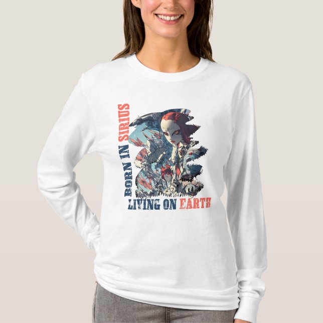 Camiseta Nacido En Sirius, Viviendo En La Tierra (Anverso)