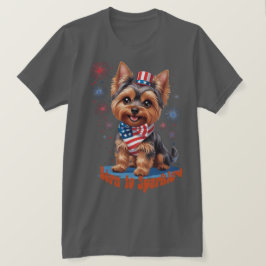Camiseta Nacido en Sparkle - Cute Yorkie 4 de Julio Patriot