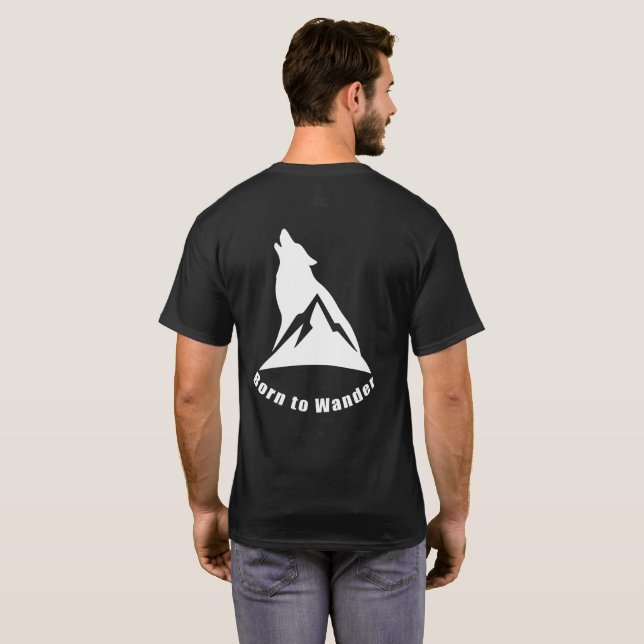 Camiseta Nacido en Wander Wolf & Mountain Nature Lover & Hi (Reverso completo)