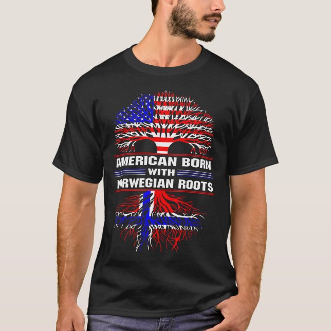Camiseta Nacido estadounidense con raíces noruegas (Anverso)