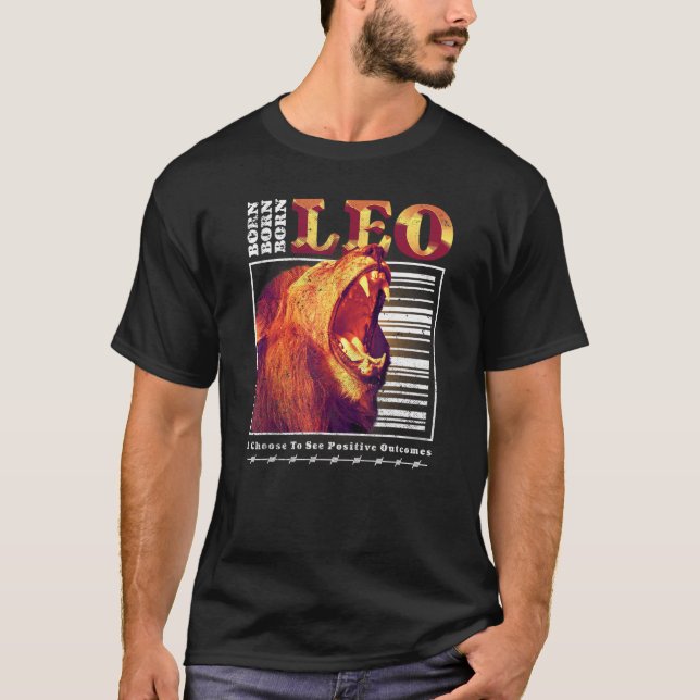 Camiseta Nacido Leo Zodiac Rótulo Astrología Horoscopio Roa (Anverso)
