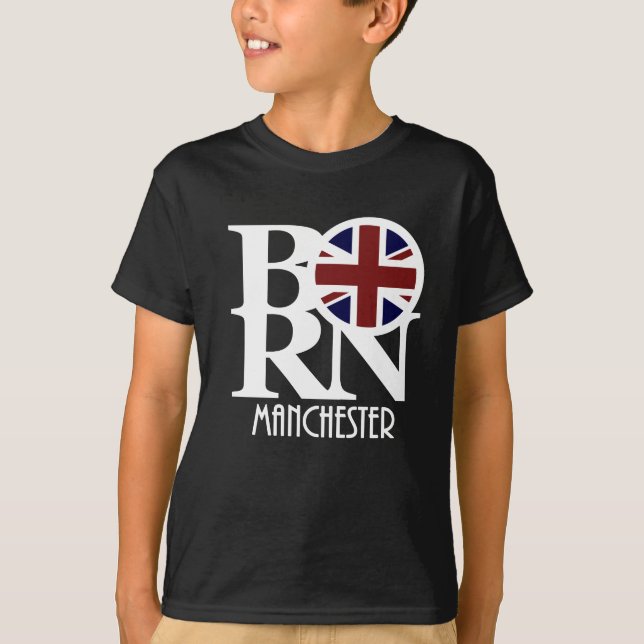 Camiseta NACIDO Manchester Inglaterra (texto blanco) (Anverso)