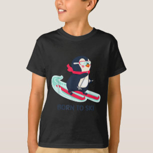 Camiseta Nacido para esquiar pingüino lindo esquí animal de
