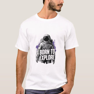 Camiseta Nacido para Explorar Astronauta Nebulosa Púrpura A
