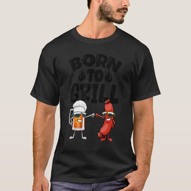 Camiseta Nacido Para Grill Hot Dogs & Beer Foodiage Sausage (Anverso)