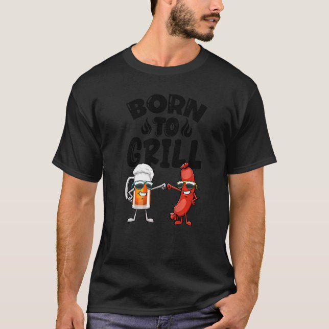 Camiseta Nacido Para Grill Hot Dogs & Beer Foodiage Sausage (Anverso)
