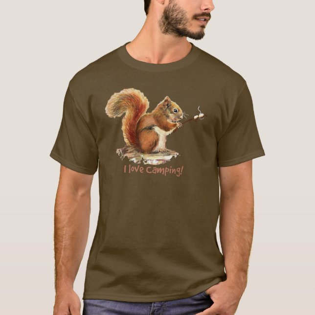 Camiseta NACIDO PARA IR A CAMPING Fun Squirrel Cita Animal (Anverso)