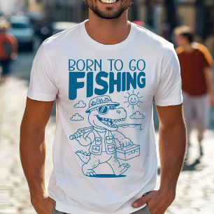 Camiseta Nacido Para Ir De Pesca - Cool Fish Dino T-Rex Ama