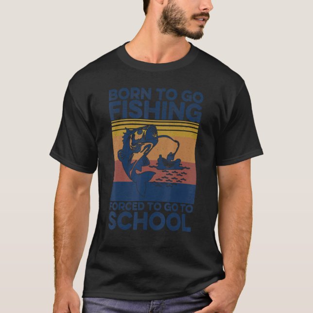 Camiseta Nacido Para Ir De Pesca Pesca Pescador Hombres Niñ (Anverso)