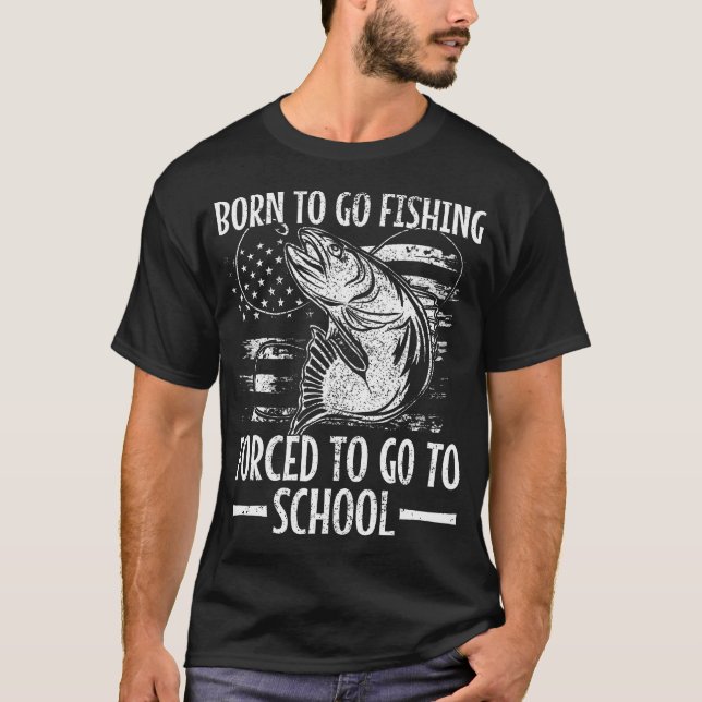 Camiseta Nacido Para Ir De Pesca Pesca Pescador Niño Divert (Anverso)