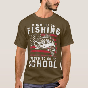 Camiseta Nacido Para Ir La Pesca Forzada A Ir A La Vintage