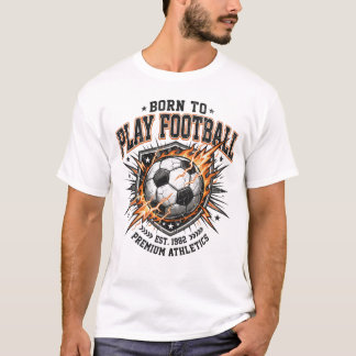 Camiseta Nacido para jugar fútbol gráfico deportivo vintage
