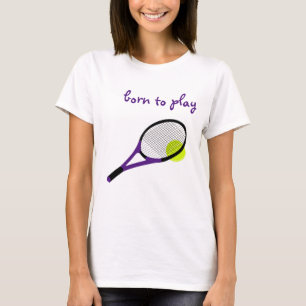 Camiseta Nacido para jugar, pista de tenis y racquet, Moda