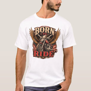Camiseta Nacido para montar motocicleta Vintage Eagle Ameri