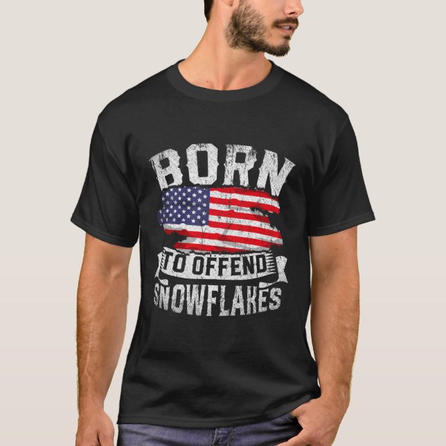 Camiseta Nacido Para Ofender Copos De Nieve Bandera Estadou (Anverso)