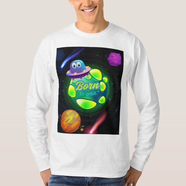Camiseta Nacido para orbitar  (Anverso)
