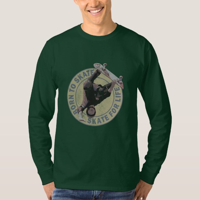 Camiseta nacido para patinar en patinaje para patinador de  (Anverso)