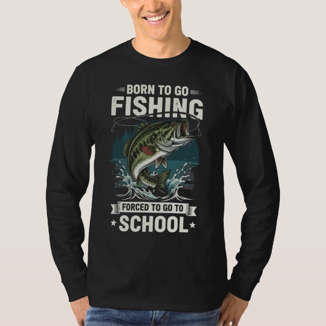 Camiseta Nacido Para Pescado - Forzado A Escolar (Anverso)