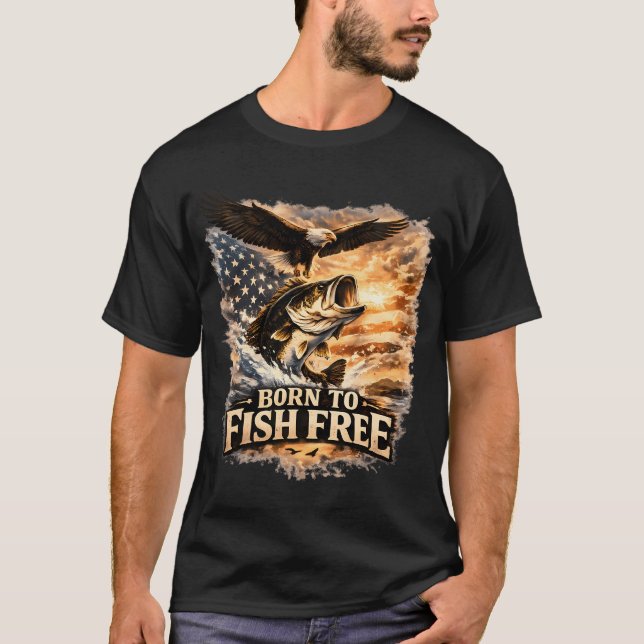 Camiseta Nacido para Pescar Libre (Anverso)