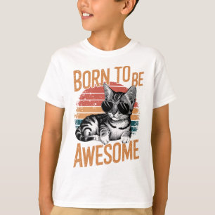 Camiseta Nacido para ser asombroso - Diseño retro de gatos