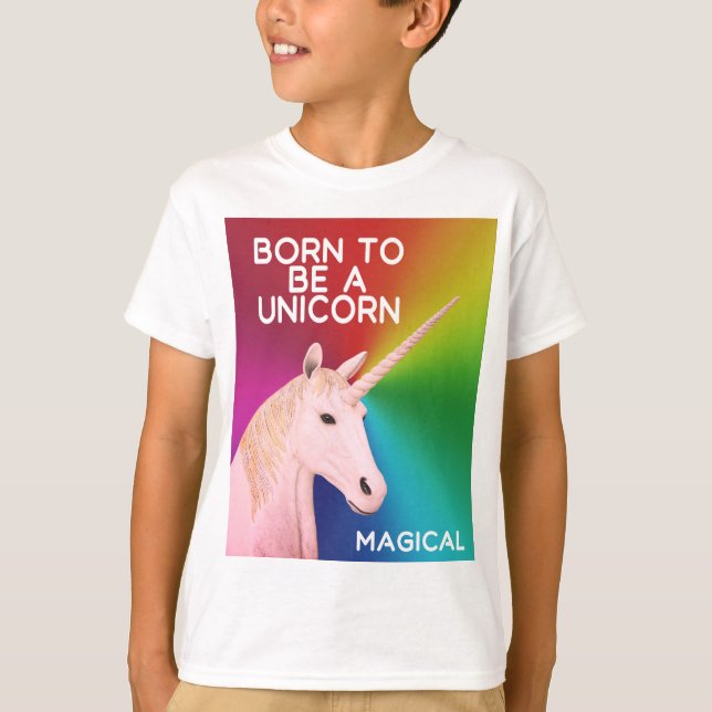 Camiseta Nacido para ser el arcoiris mágico de la cabeza de (Anverso)
