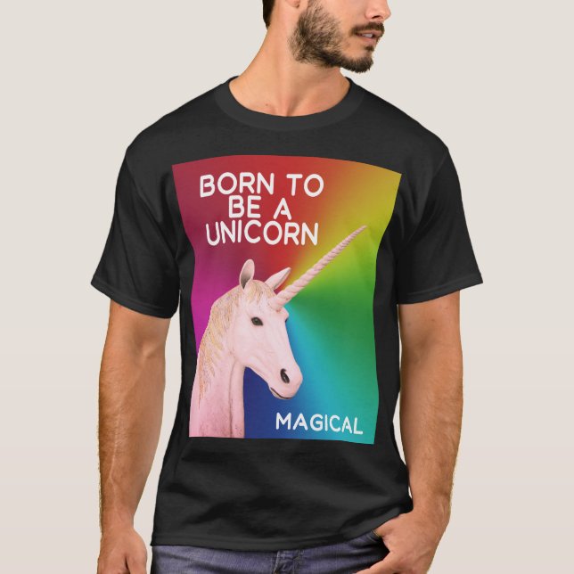 Camiseta Nacido para ser el arcoiris mágico de la cabeza de (Anverso)