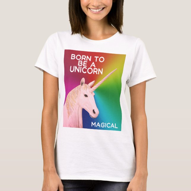 Camiseta Nacido para ser el arcoiris mágico de la cabeza de (Anverso)