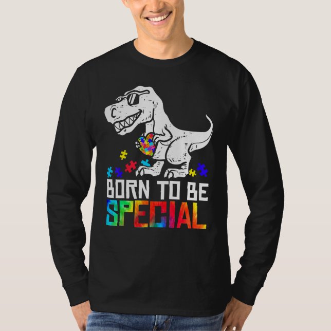 Camiseta Nacido Para Ser Especial Trex Dino Autism Awarenes (Anverso)