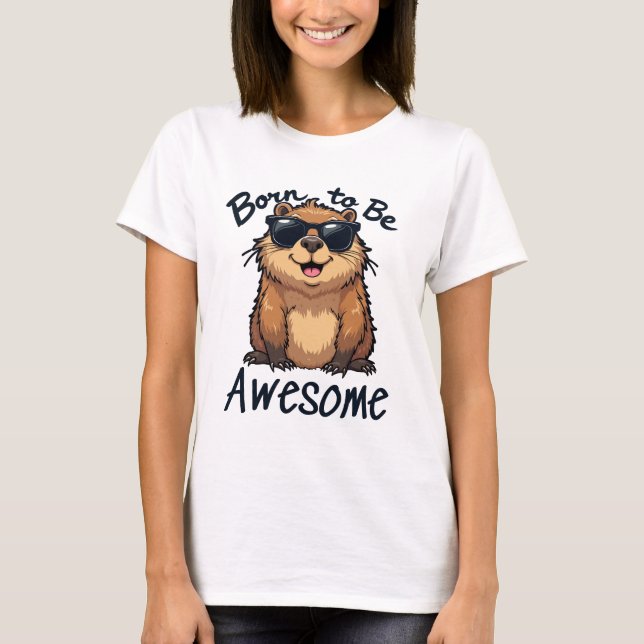 Camiseta Nacido para ser maravilloso - Capybara ama la cami (Anverso)