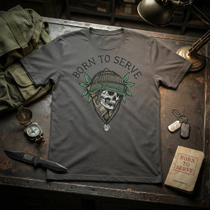 Camiseta Nacido para Servir Soldado de la Calavera