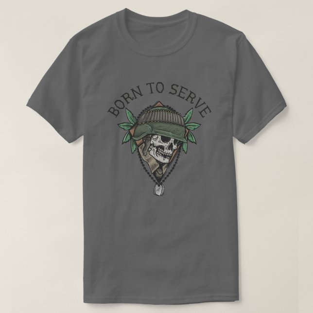 Camiseta Nacido para Servir Soldado de la Calavera  (Diseño del anverso)