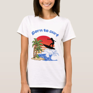 Camiseta Nacido para surfear surfista de la puesta de sol r
