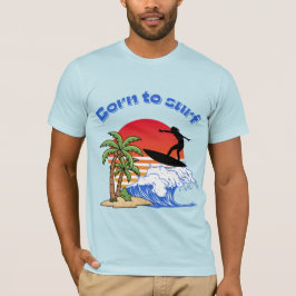 Camiseta Nacido para surfear surfista retro de la puesta de
