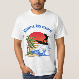 Camiseta Nacido para surfear surfista retro de la puesta de
