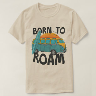 Camiseta Nacido para vagar Diseño Retro Furgoneta y Tabla d