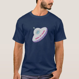 Camiseta Nacido para viajar lindo alien y platillo volador