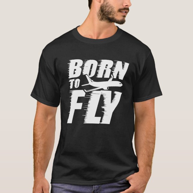 Camiseta Nacido para volar piloto de aviación con amor vola (Anverso)