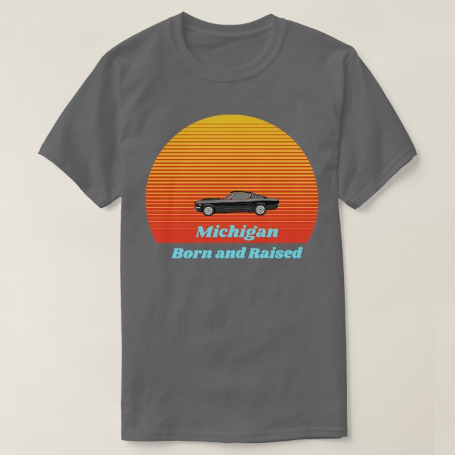 Camiseta Nacido y criado el retro cosecha Michigan (Diseño del anverso)