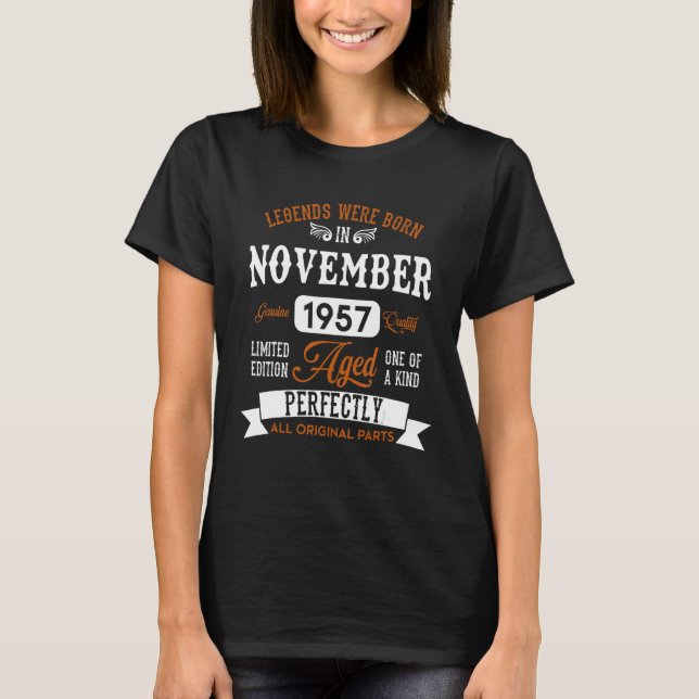 Camiseta Nacidos Legendarios En Noviembre De 1957 U2013 Hap (Anverso)