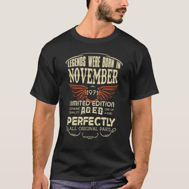 Camiseta Nacidos Legendarios En Noviembre De 1971 U2013 Hap (Anverso)