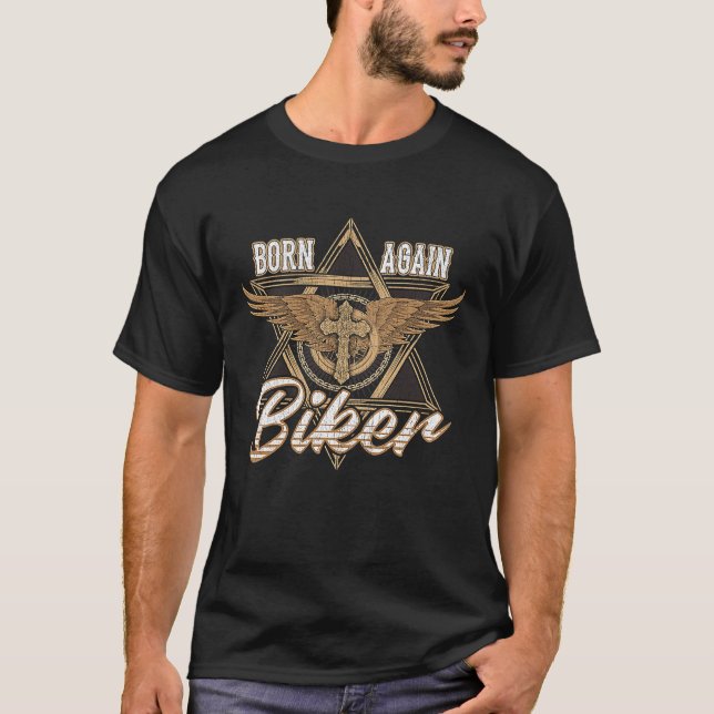Camiseta Nacidos Nuevamente Biker Hombres Pastor Cruz Jesus (Anverso)