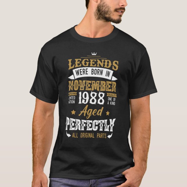 Camiseta Nacieron Legendarios En Noviembre De 1988, Feliz B (Anverso)