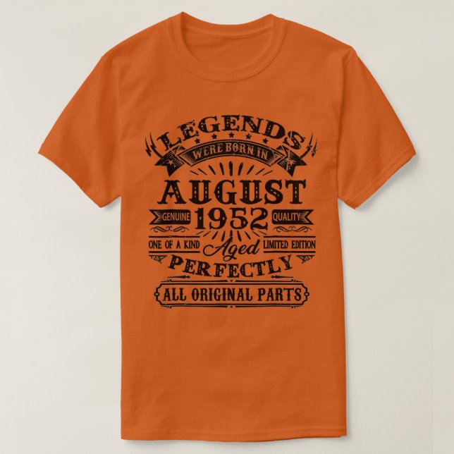 Camiseta Nacieron Leyendas En Agosto De 1952 Nacimiento De  (Diseño del anverso)