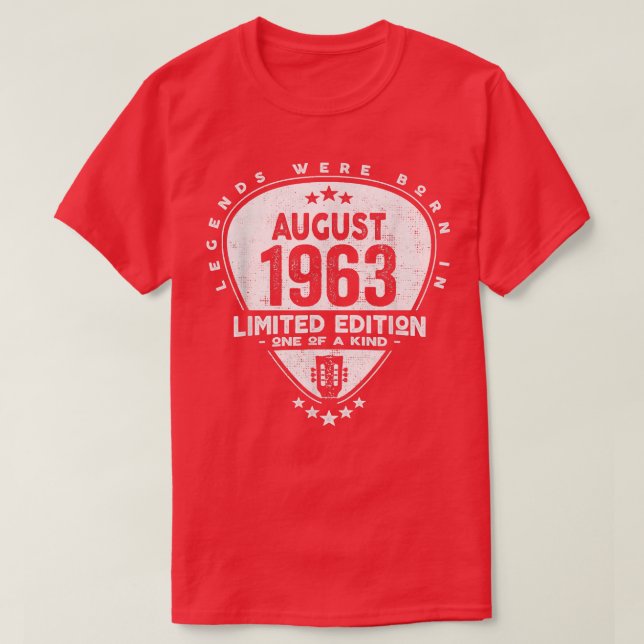 Camiseta Nacieron Leyendas En Agosto De 1963 Guitar 2079 (Diseño del anverso)