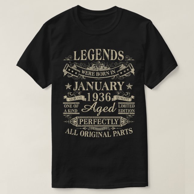 Camiseta Nacieron Leyendas En Enero De 1936 88º Cumpleaños (Diseño del anverso)