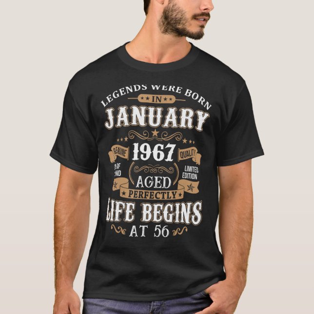 Camiseta Nacieron Leyendas En Enero De 1967 56º Cumpleaños (Anverso)