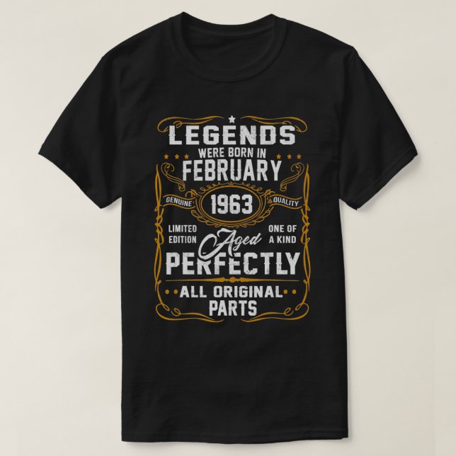 Camiseta Nacieron Leyendas En Febrero De 1963 58º Cumpleaño (Diseño del anverso)